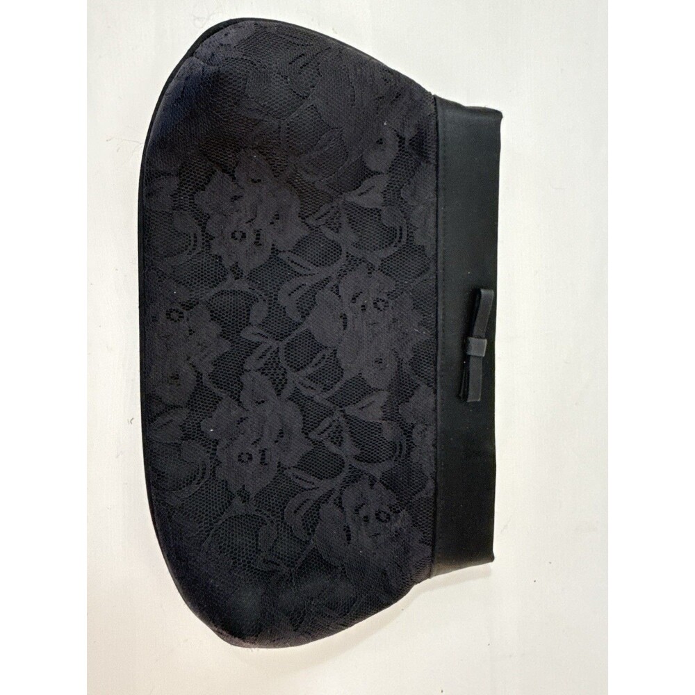 ✿ Vintage Black Lace Evening Clutch Bag Kiss Lock Frame Formal Purse Elegant